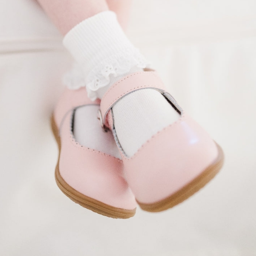L'Amour JaneChloe Classic Scalloped Leather Mary Jane Pink 7
